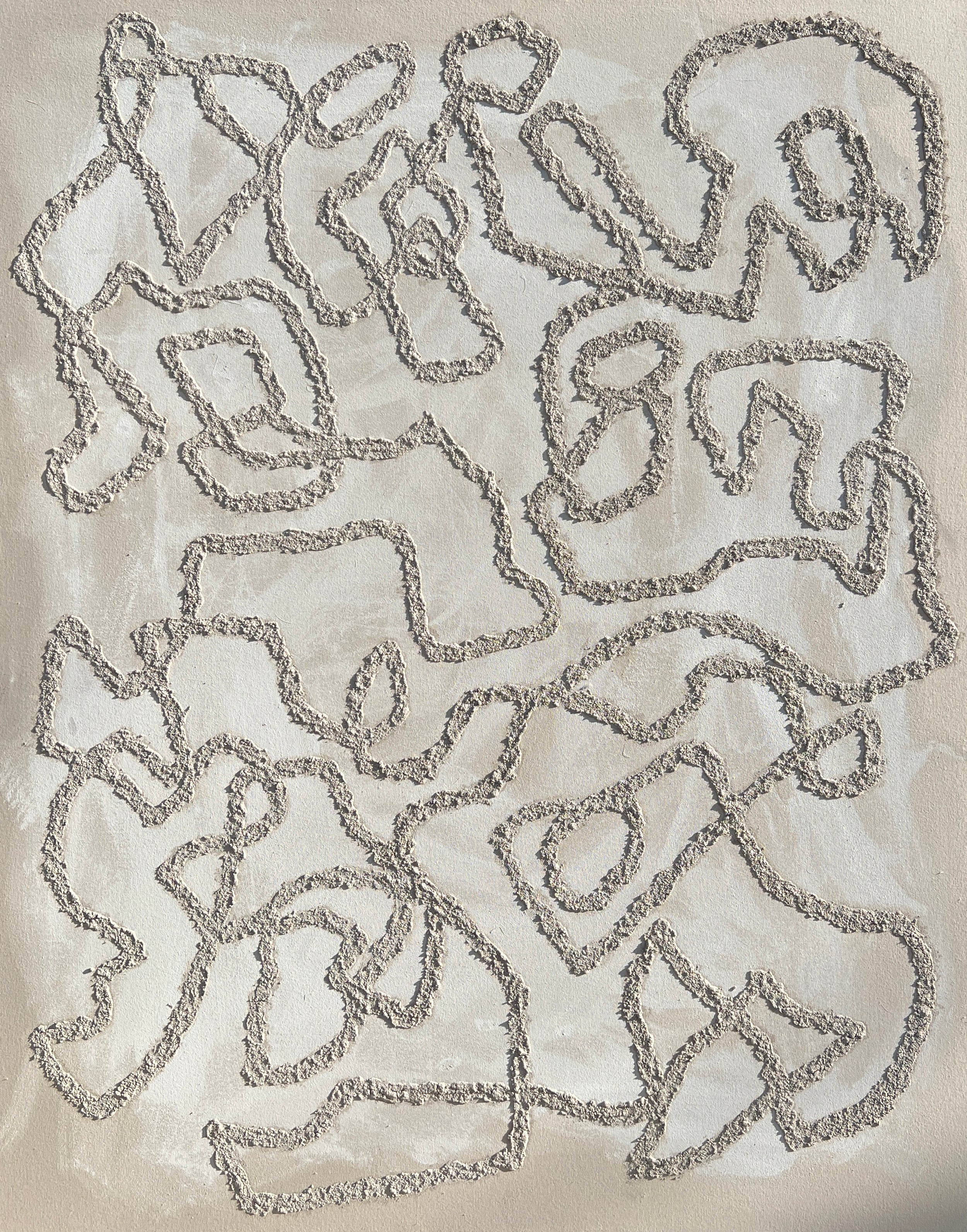 neutral beige colored heavy texture abstract art painting by southern california based artist Parker Heath. Coffee ground texture, modern primitive aesthetic