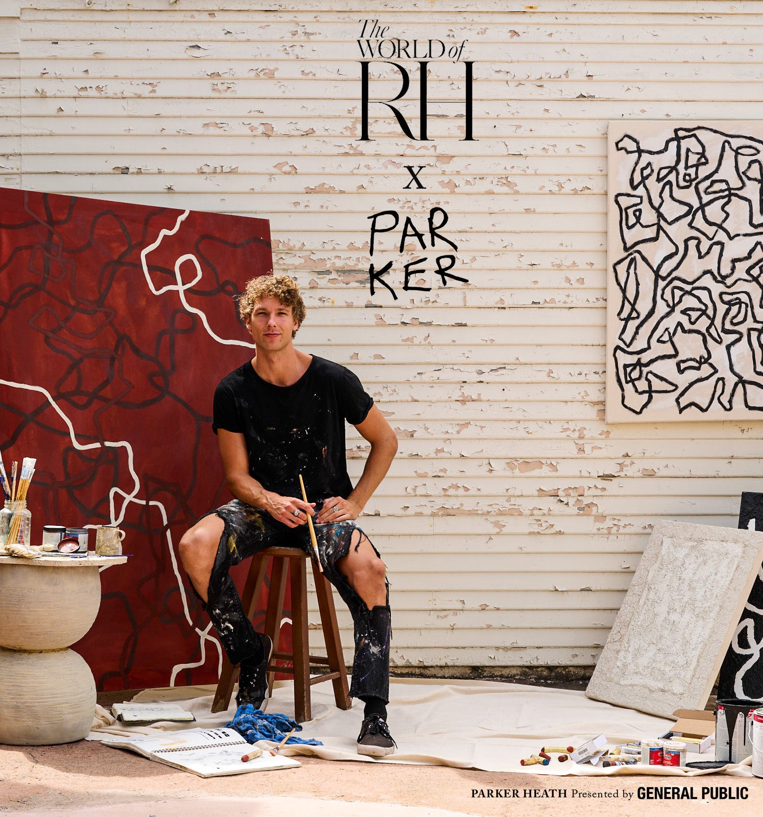 Parker Heath original painting styled in luxury RH living space
