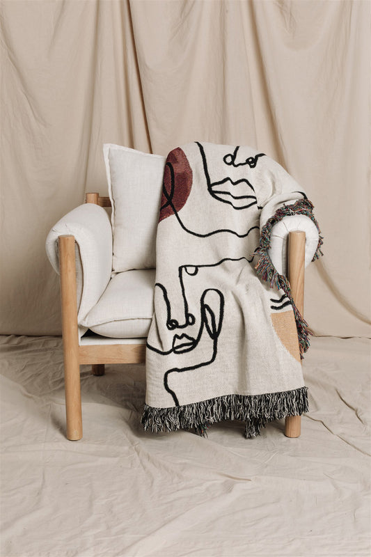 LINEFACES Woven Throw Blanket