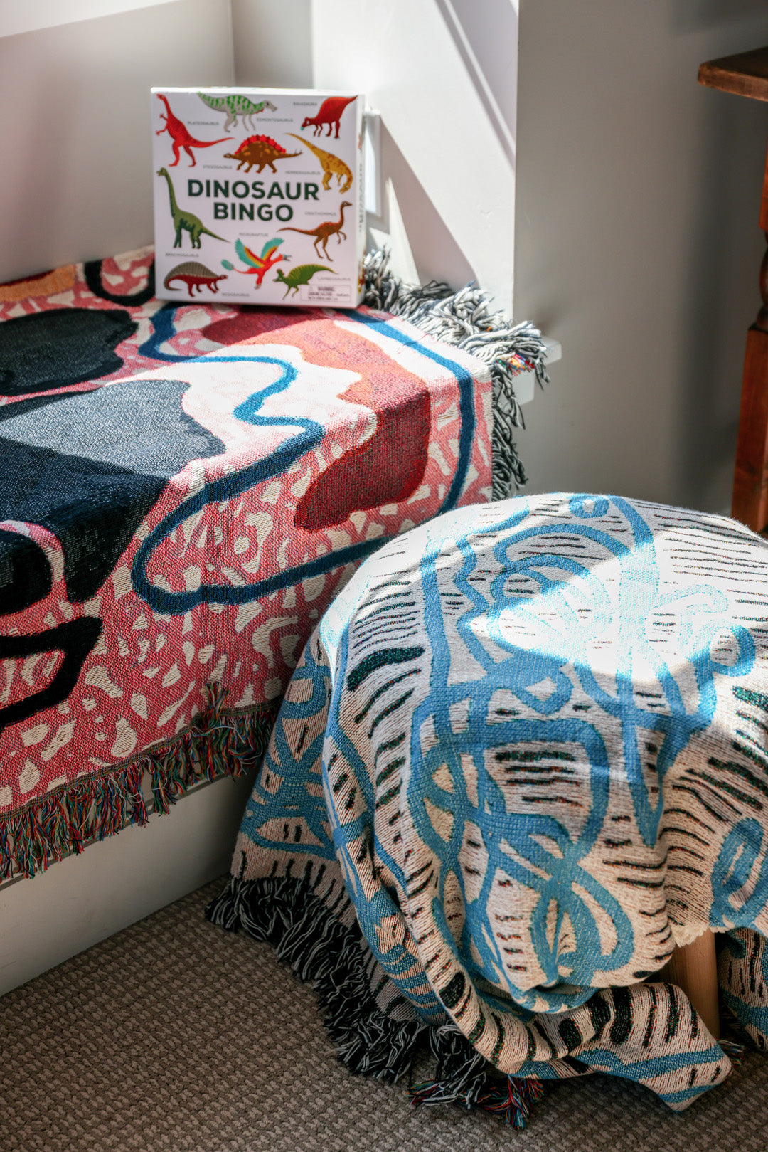 oho-style cotton throw with textured artistic pattern