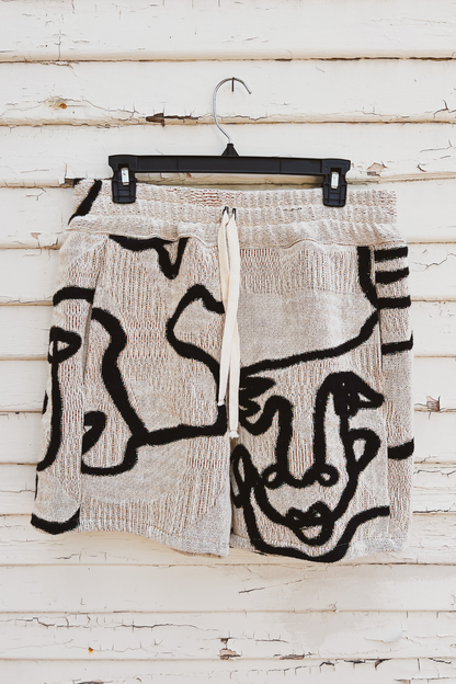 LA CARA BEIGE JACQUARD WOVEN SHORTS
