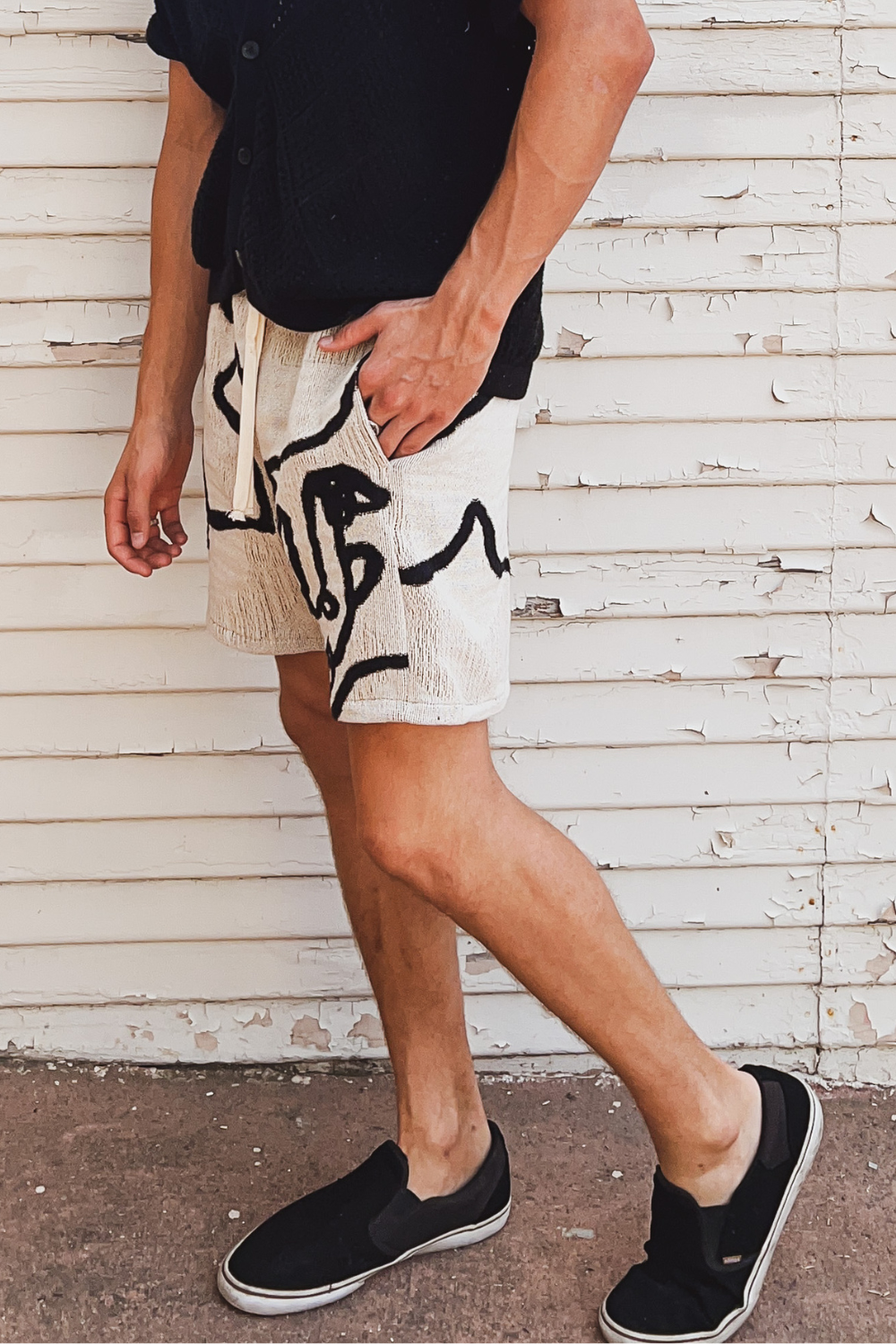 LA CARA BEIGE JACQUARD WOVEN SHORTS