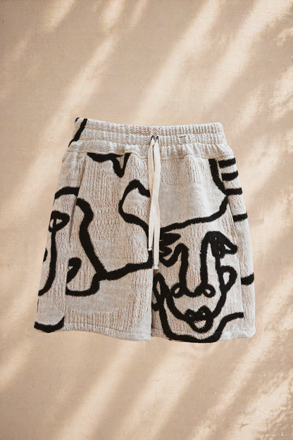 LA CARA BEIGE JACQUARD WOVEN SHORTS